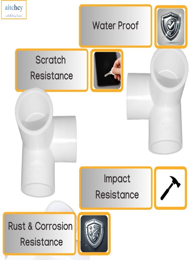 Aitchcy Three way PVC Elbow 25mm | 3 Way elbow for 25mm Outer Diameter PVC pipe | 3Way PVC Pipe Joint | Threeway Connector for Furnitures & Structures | 3 Way Connectors Heavy duty 25 mm (8 Pc Pack) - Image 2